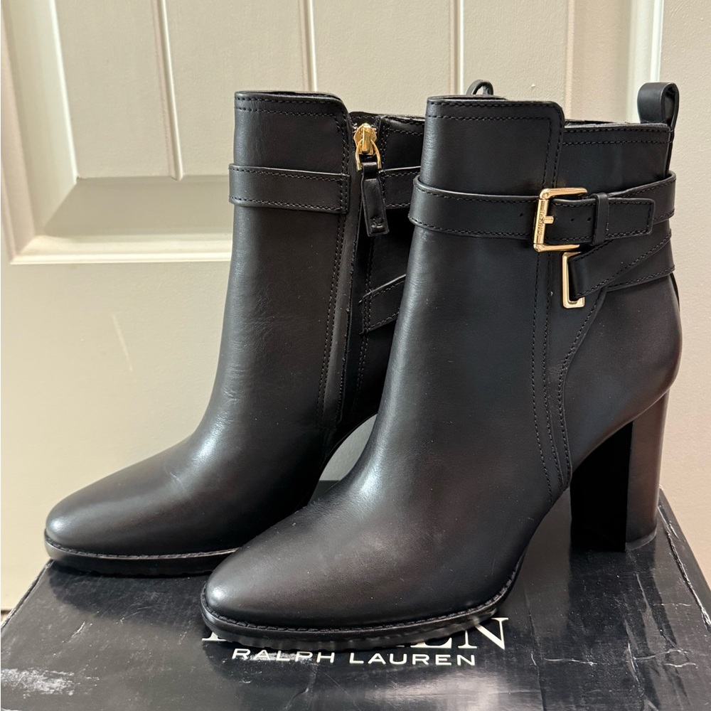 NEW Ralph Lauren Madisyn Burnished 100% Leather Bootie - 7.5 or 38.5 EU